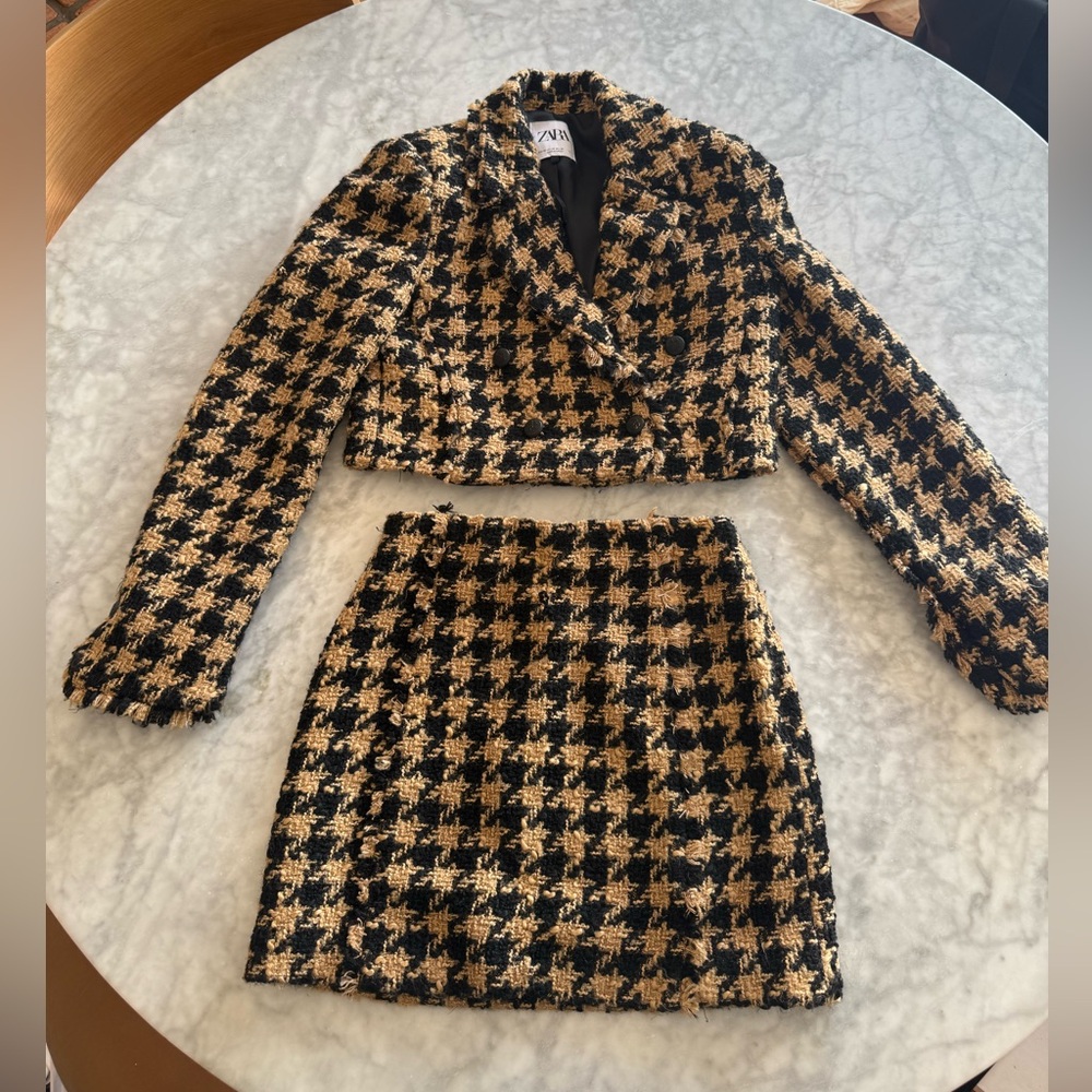 Zara Black and Tweed Skirt Set